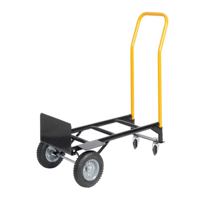 Dual Purpose Hand Truck & 4-Wheel Cart, 330 lbs Capacity, Heavy Duty for Moving/Warehouse/Garden