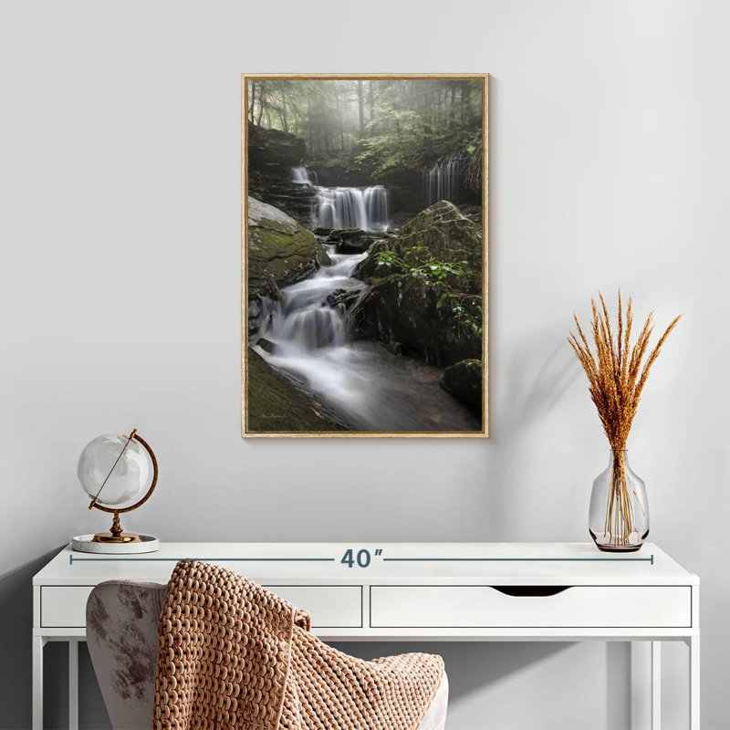 Rickett's Waterfall, Floating Frame Natural Wood, 17" x 25"