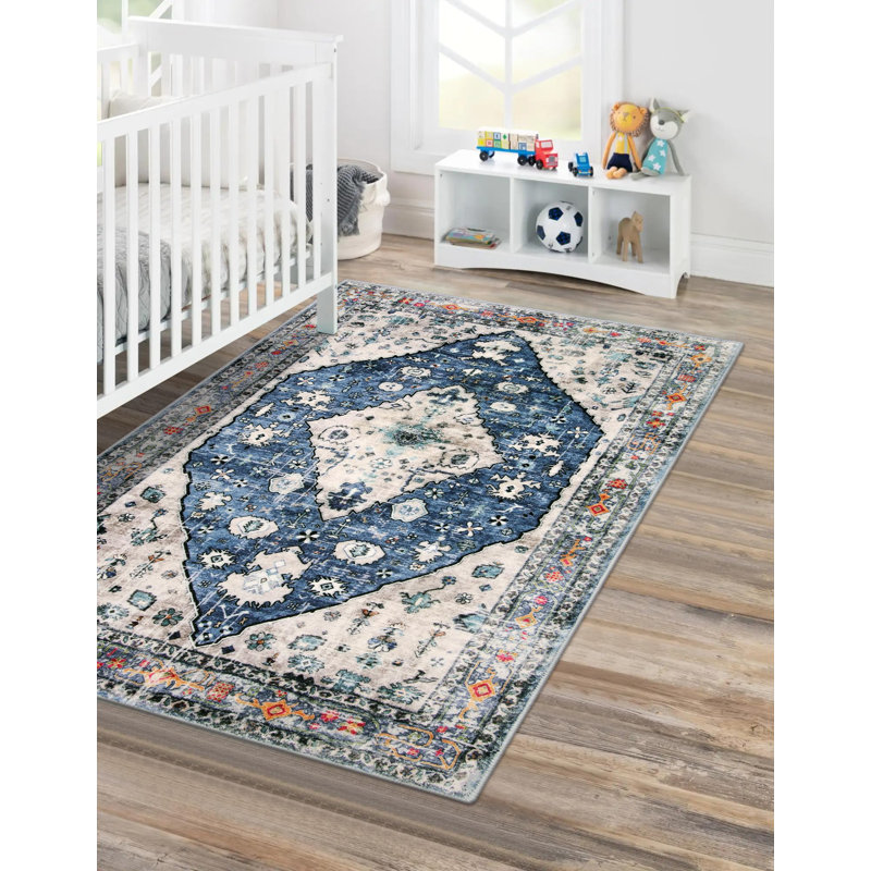 Tapis oriental lavable à la machine Watte, Rectangle 2 pi 9 po x 4 pi 9 po