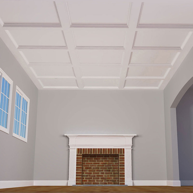 Endurathane 8" Traditional Coffered Ceiling Kit w/ Classic Cross Intersection for Rooms 10' x 14' or Smaller, Factory Primed