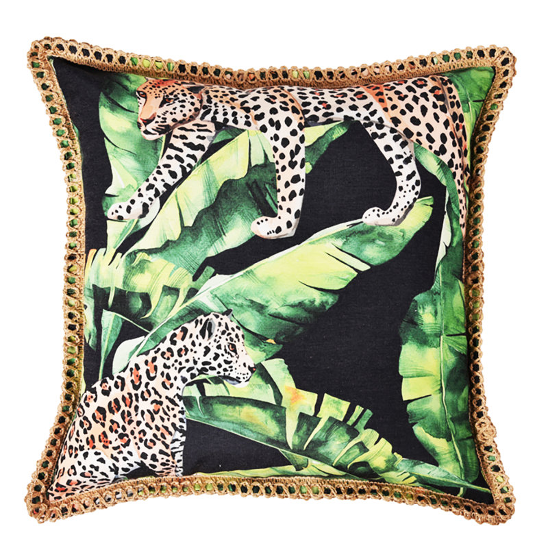 Housse de coussin lombaire patinée Royal Bengal, 18 po x 18 po, Carré, Vert