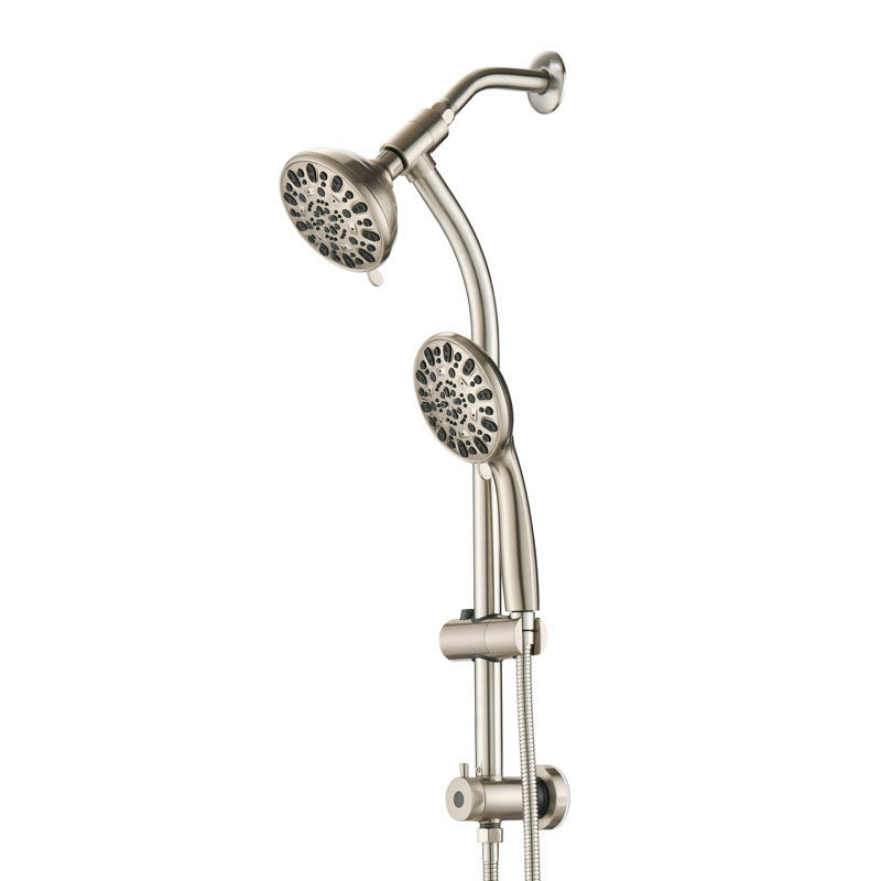 Pomme de douche combinée à barre coulissante 26 po en acier inoxydable 26 po à 7 réglages de pression, Nickel brossé