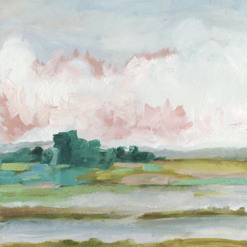 «Pink Marsh II» par Ethan Harper - peinture sur toile tendue, H 30 po x l 30 po