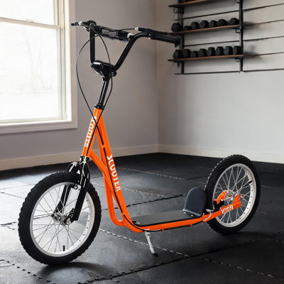 Scooters réglables pour enfants en orange, acier brûlé, aluminium et aluminium brûlé de 54,8 x 22,8 x 35,5 po