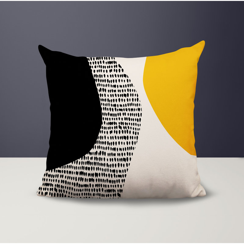 Coussin carré intérieur / extérieur pia, 19"H x 19"W, Jaune / noir / blanc cassé