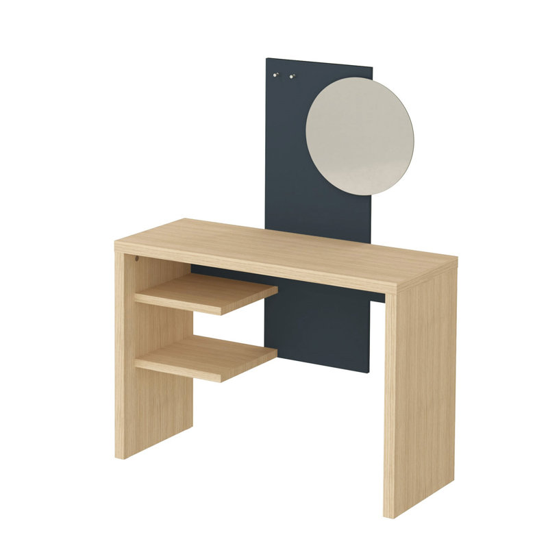 Dressing Table with Mirror, Light Oak/Dark Grey