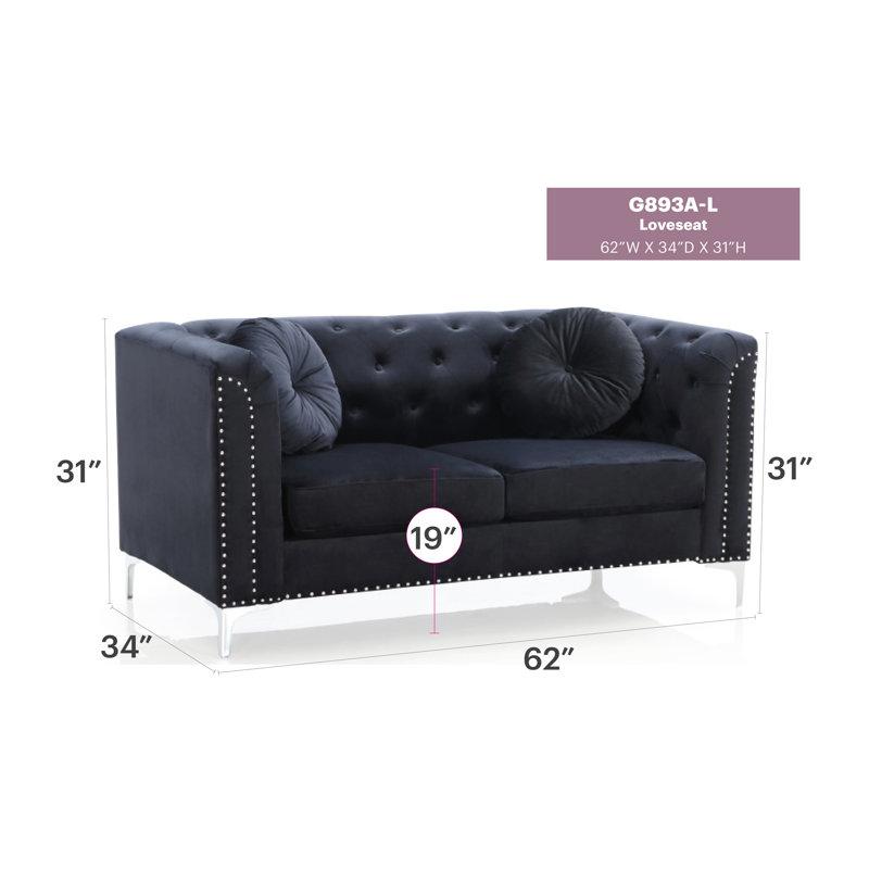Sleek Black Contemporary Loveseat