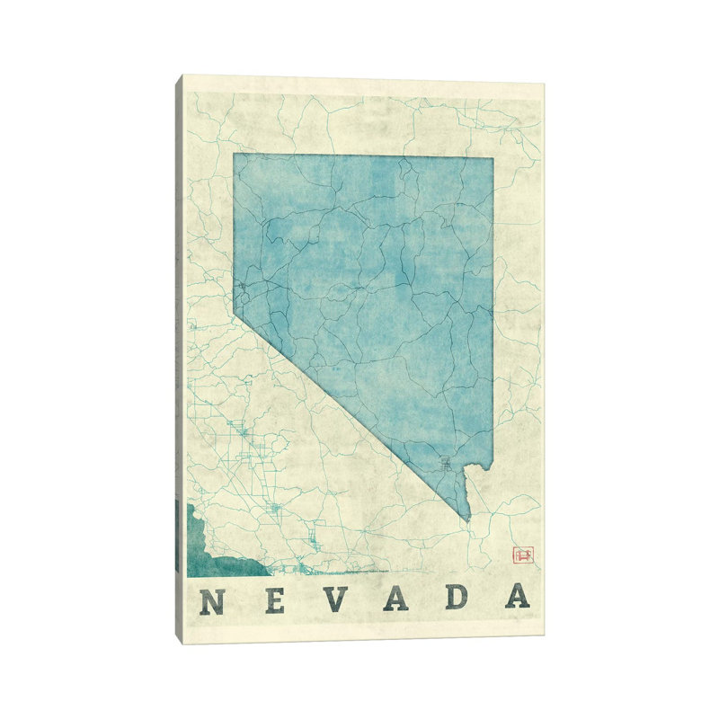 Nevada Map 1 Piece Wrapped Canvas Wall Art, 101.6 cm H x 66.04 cm W x 1.91 cm D
