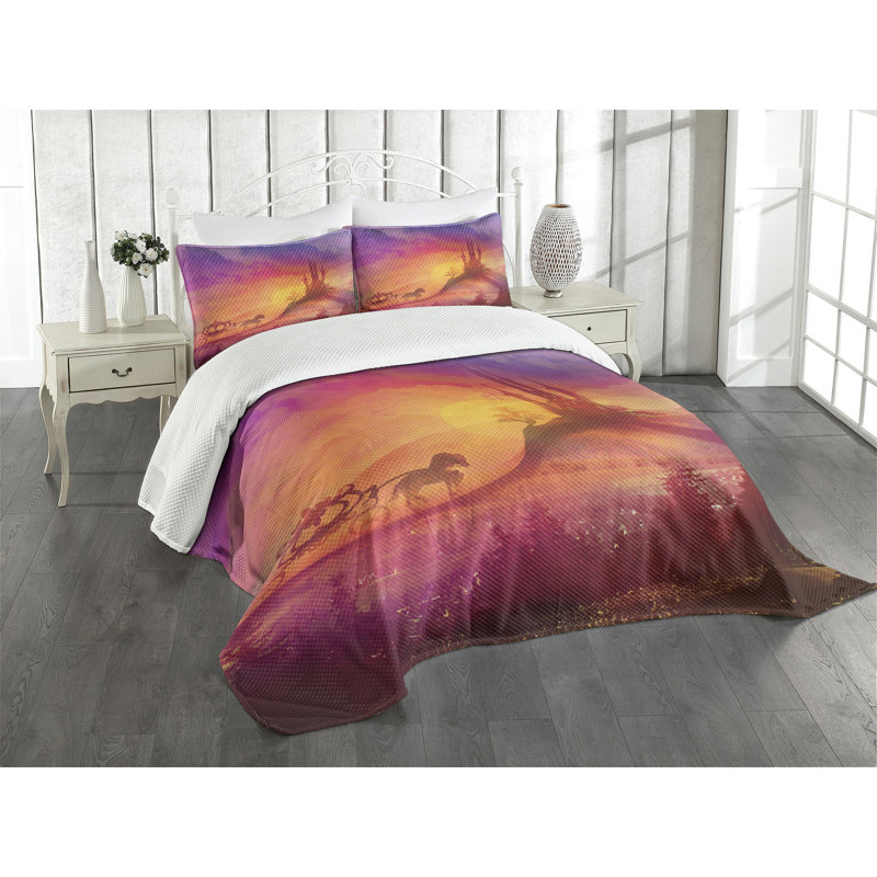 Ambesonne Gothic Bedspread Medieval Castle, King Bedspread + 2 Standard Shams