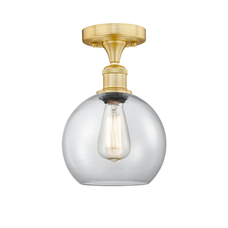 Plafonnier Grampian, Transparent, Or satiné, H 13 po x l 8 po x P 8 po