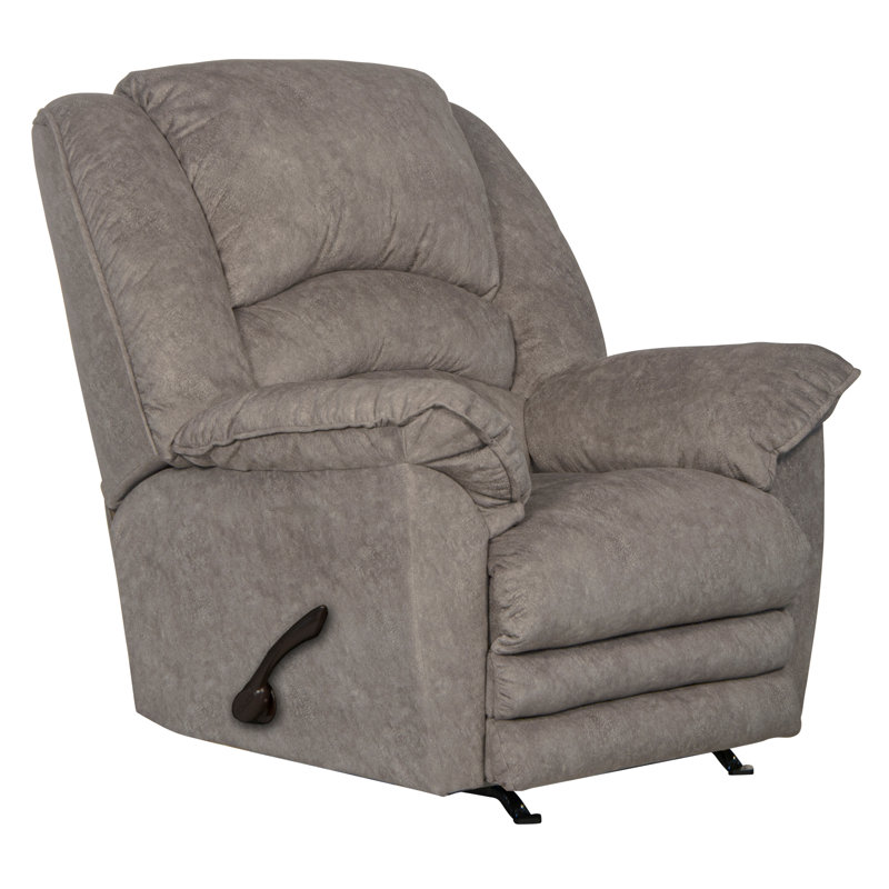 Rialto Upholstered Recliner with Extension Footrest, Gray Polyester, Rocker, Manual