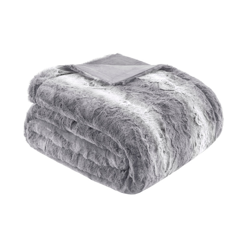 Couverture en fausse fourrure 1pc, Gris, L 60 po x l 50 po