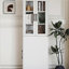 Armoire de rangement H 70,87 ", étagère de rangement multi-fonctionnelle à 4 niveaux et 2 portes en verre, grande bibliothèque moderne en bois