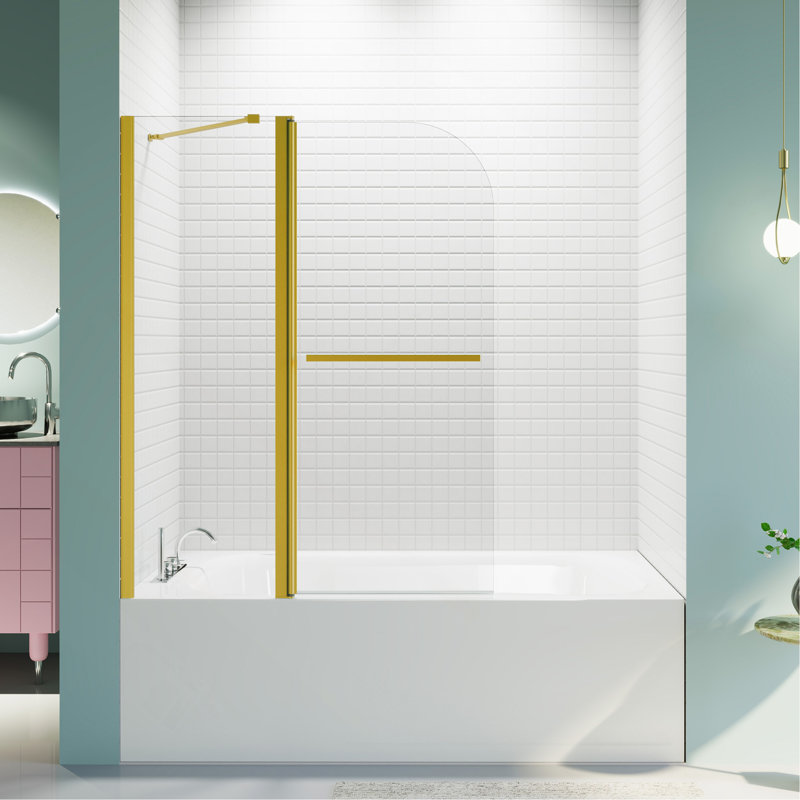 Porte de douche polyvalente et élégante pour la salle de bain, augmentant l'espace et l'intimité, Doré