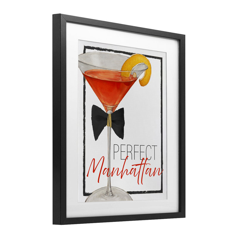 «Perfect Manhattan Cocktail», reproduction encadrée sous verre, conception par Lorenzo Collective, H 21 po x l 17 po