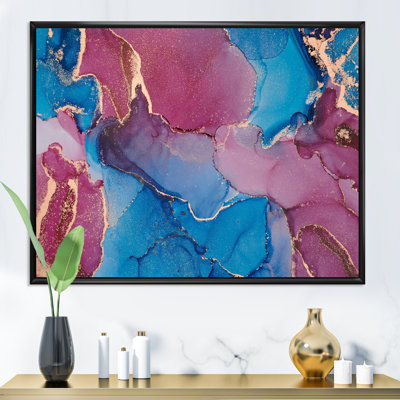 Bleu et mauve luxueux abstrait fluide - Peinture sur toile