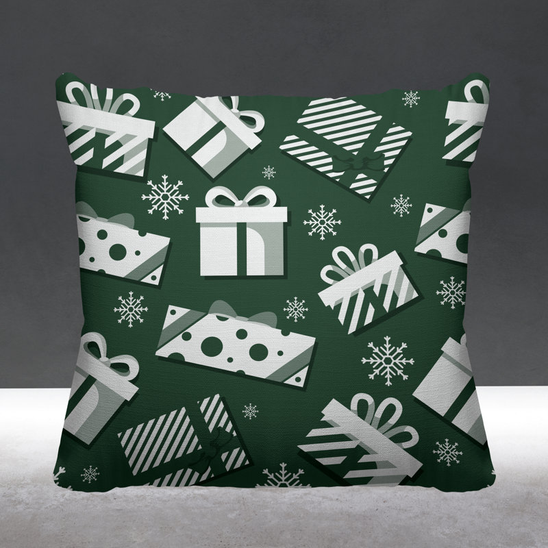 Coussin intérieur / extérieur Christmas Gift, L 19 po x H 19 po, Sauge