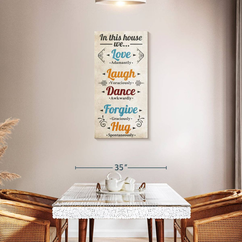 Plaque murale «Blissful Family Rules», H 42 po x l 21 po