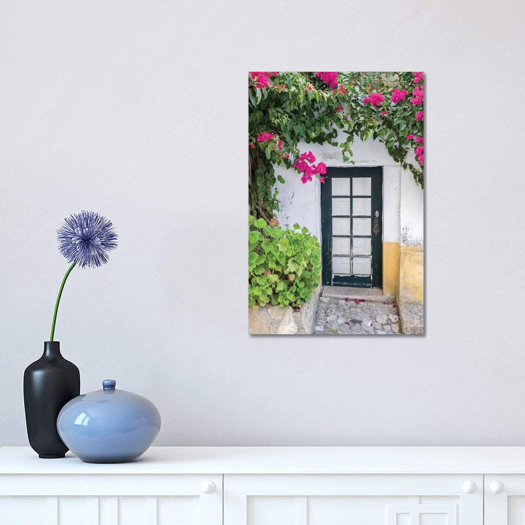 Doorway Surrounded By A Bougainvillea Vine, Obidos, Portugal by Julie Eggers - Wrapped Canvas Gallery-Wrapped Canvas Giclée