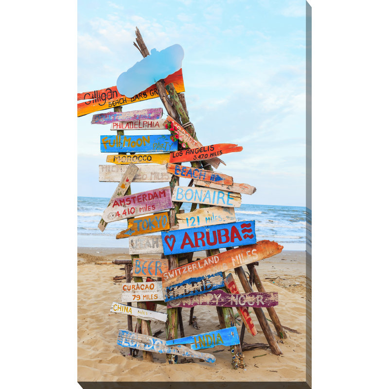 « beach signs », reproduction de photo sur toile tendue, H 48 po x l 28 po x P 1,5 po