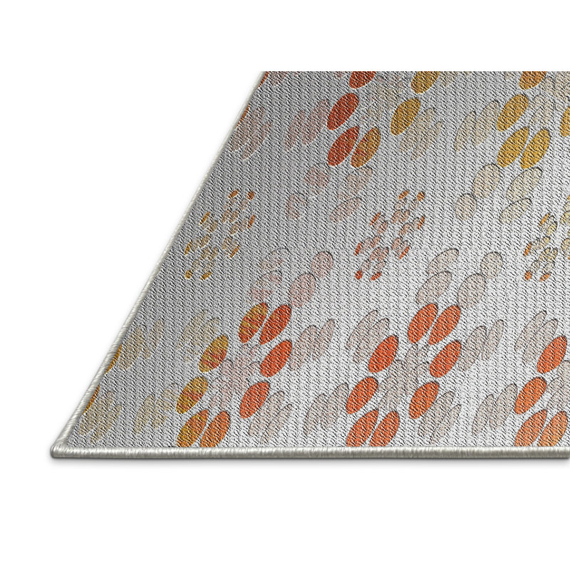 Tapis orange à motif/jaune/gris Zussen, Rectangle 7 pi x 10 pi