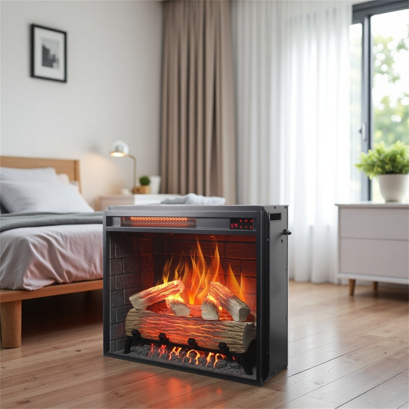 23-Inch Electric Fireplace With Realistic Flames And Overheat Protection