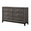 Mobilier de chambre à coucher contemporain en bois à finition grise avec commode 6 tiroirs 1Pc-586244580
