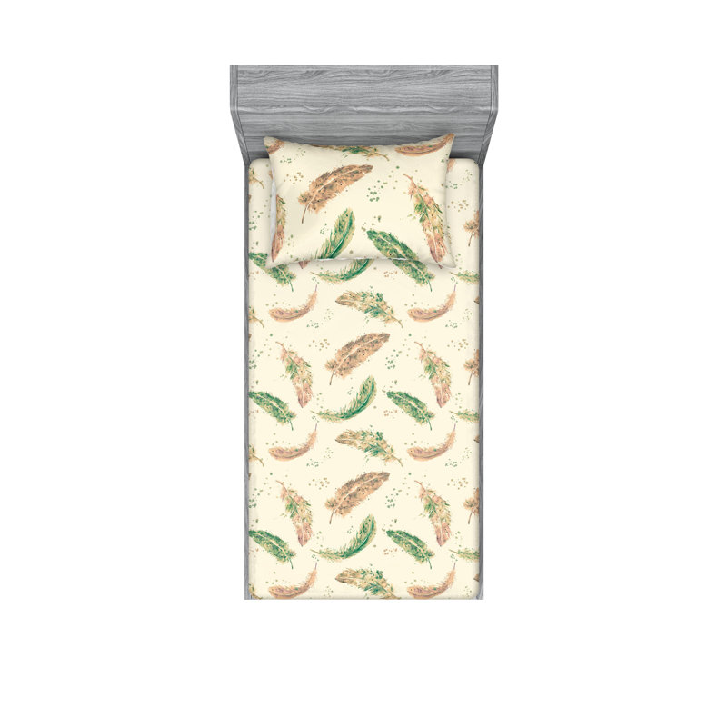 Drap-housse et taies décoratives Ambesonne, Ensemble de draps pour lit simple avec 1 taie d'or
