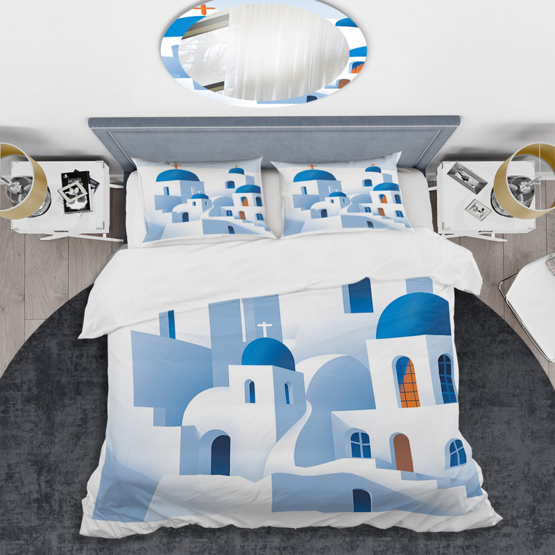 Ensemble de housse de couette en microfibre / polyester Greek Santorini Odyssey IV