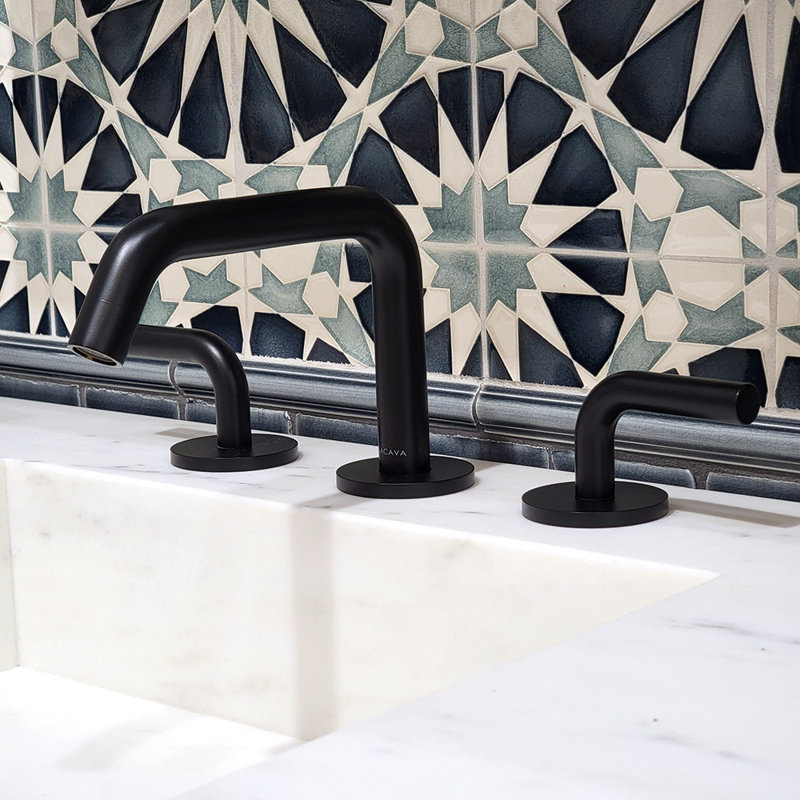 Cigno Widespread Bathroom Faucet with Drain Assembly, Matte Black