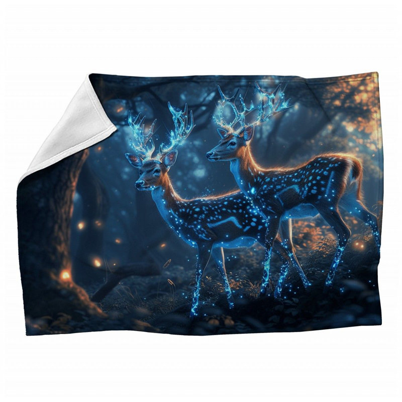 Jeté en molleton Deer - Couvertures douces et chaudes Mystical, L 60 po x L 80 po