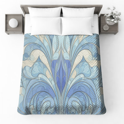 Blue Abstract Pattern Quilted Bedspread All Sizes