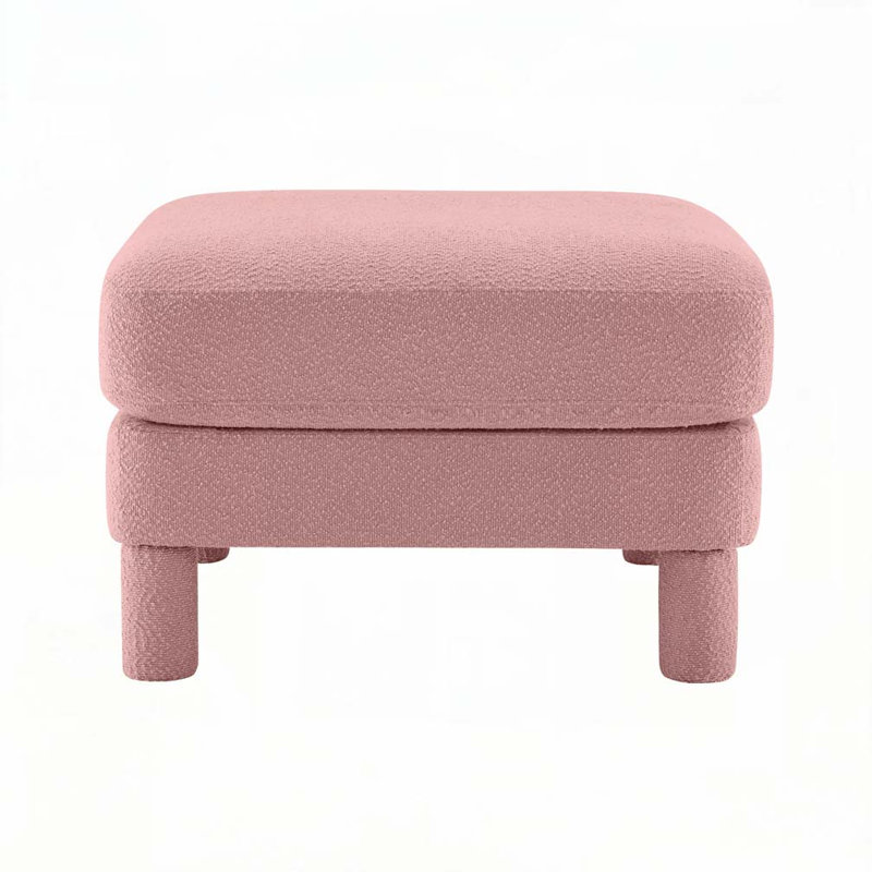 Boucle Upholstered Ottoman For Sectional, Pink