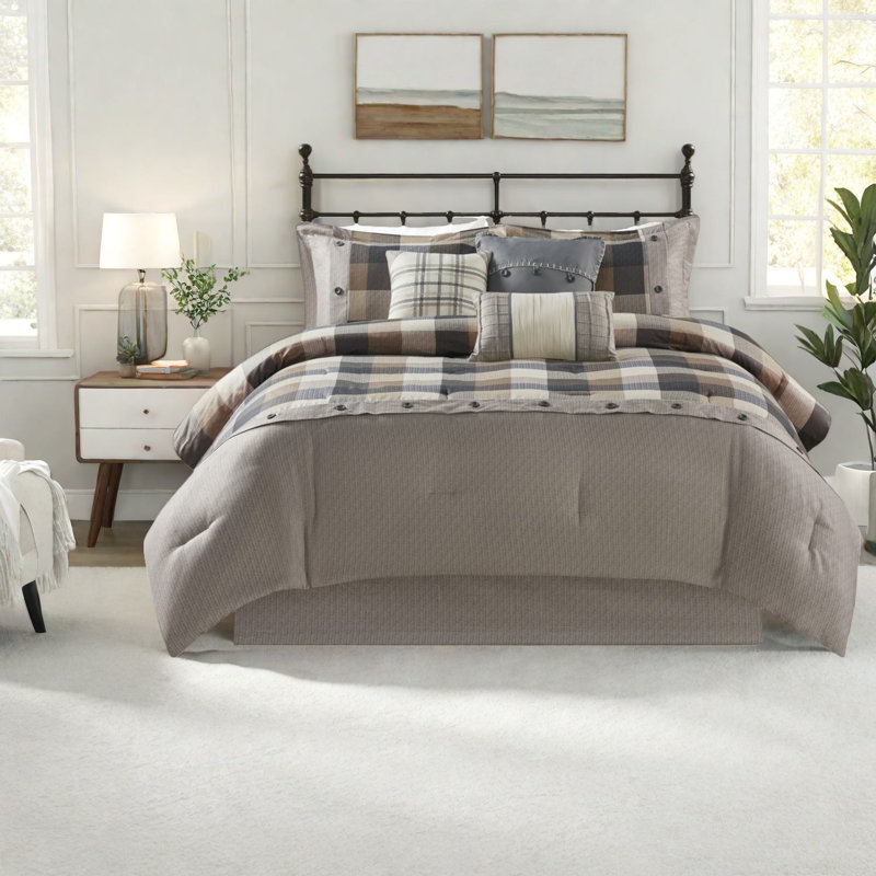 -piece Herringbone Bedding Set, Polyester Cal King With Farmhouse Style