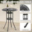 Table de bar en fonte d'aluminium avec plateau creux rétro et trou pour parasol