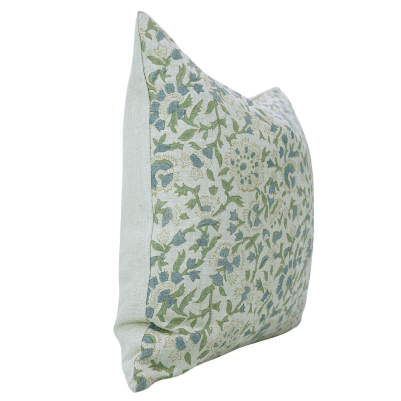Housse de coussin imprimée à la main Fab divine - Décoration canapé et canapé, Pushplata, bleu turquoise