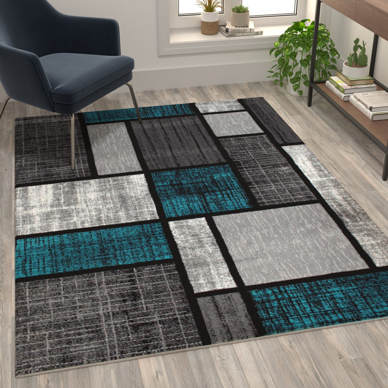 Tapis à motif géométrique moderne Skarthi, Rectangle 5 pi x 7 pi