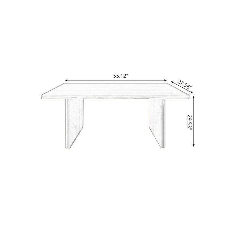 Modern and simple solid wood rectangular desk, Burlywood, 29.53" H x 55.12" W x 27.56" D