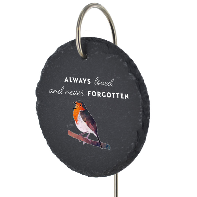 Branasia Slate Circle Robin Grave Marker Memorial Plaque