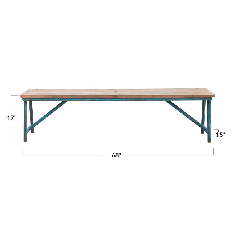 Banc en bois récupéré et en métal