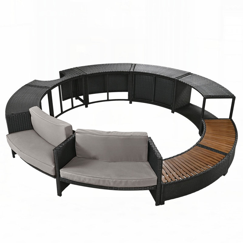 Frame Patio Rattan Sofa Set with Storage Spaces
