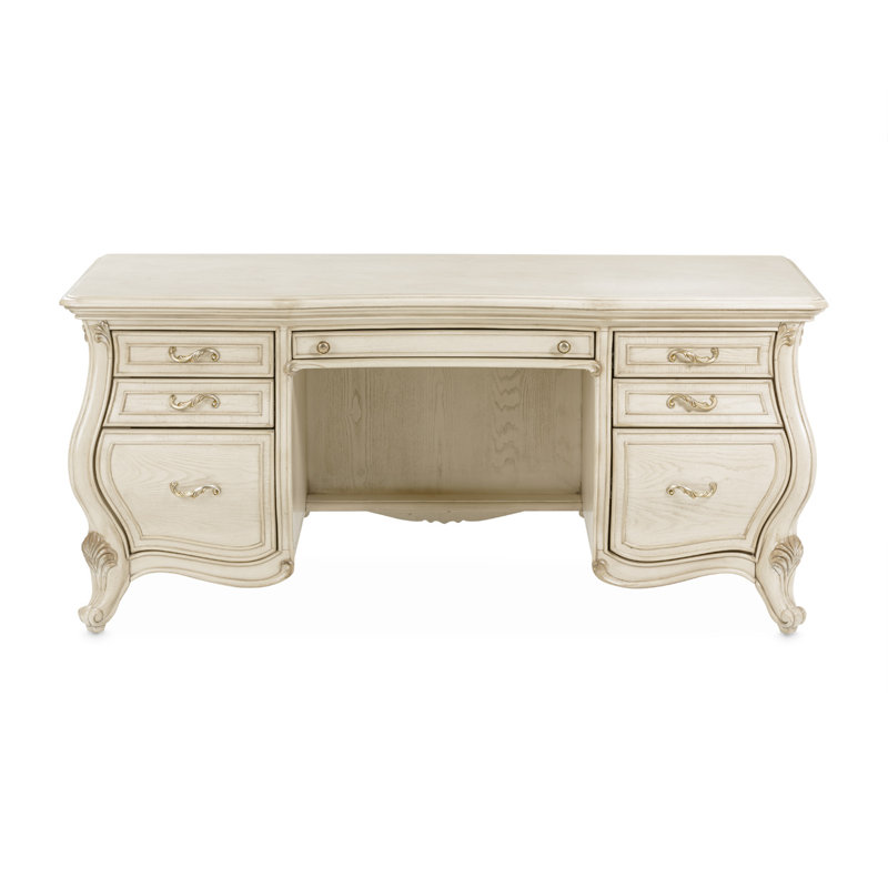 Bureau double caisson en bois massif Innocenza, Champagne