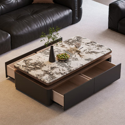 Microcrystalline stone storage coffee table