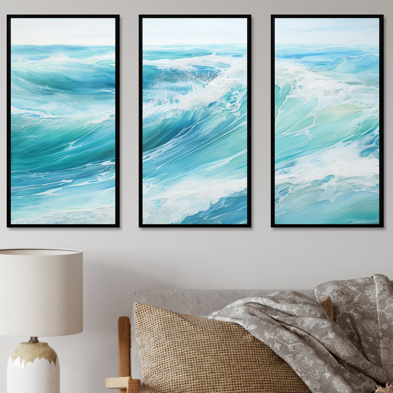 «Ocean Charm», art sur toile océanique, Cadre flottant noir, H 32 po x l 48 po x P 1 po