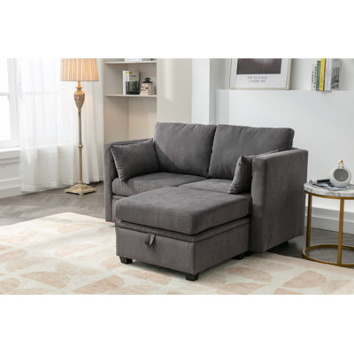 Toxi 58.26" Upholstered Loveseat with Ottoman