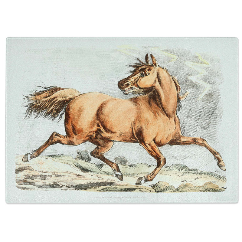 Tempered Glass Running Horse by Henry Alken Chopping Board, 39 cm W x 28.5 cm L