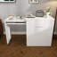 Bureau extensible multifonctionnel, bureau pliable de 119 cm, table de maquillage avec miroir, 3 modes d'utilisation, tabouret avec fonction de rangement, convient pour chambre, appartement (blanc)-298806646