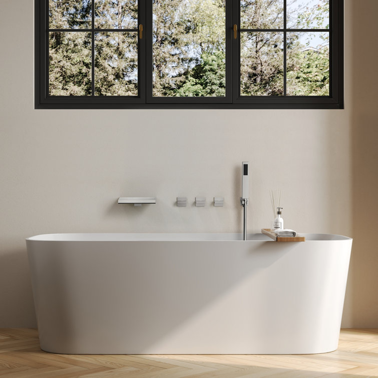 Waterfall Tub Faucet with Rough-in Valve,Wall Mounted Tub Spout with Handheld Shower