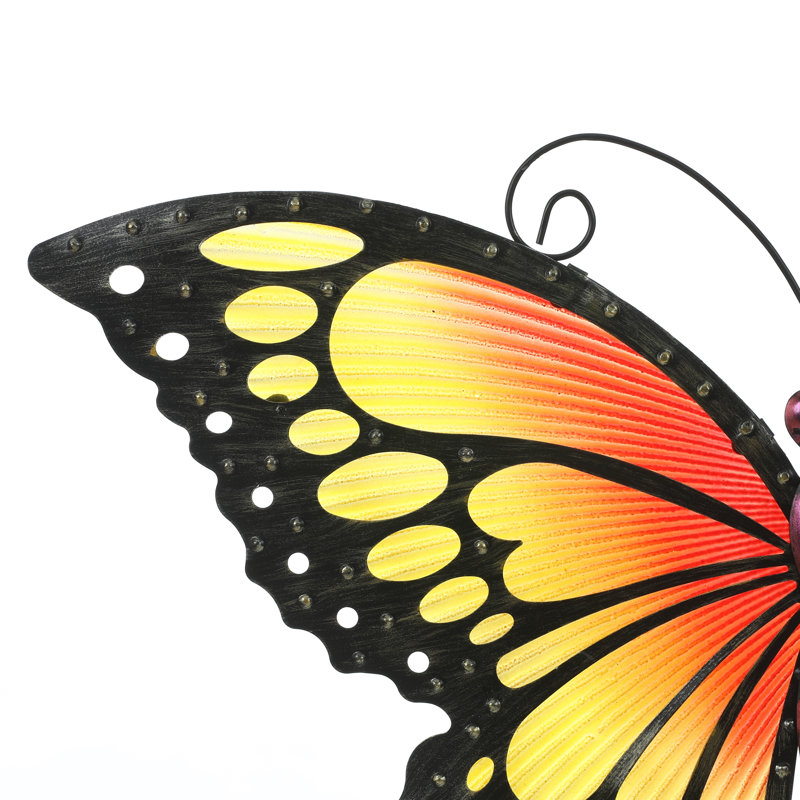Handcrafted Orange and Yellow Metal Butterfly Wall Decor