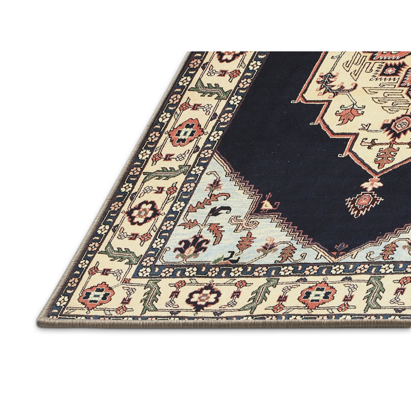 Tapis traditionnel noir / beige, Rectangle 2 pi x 4 pi